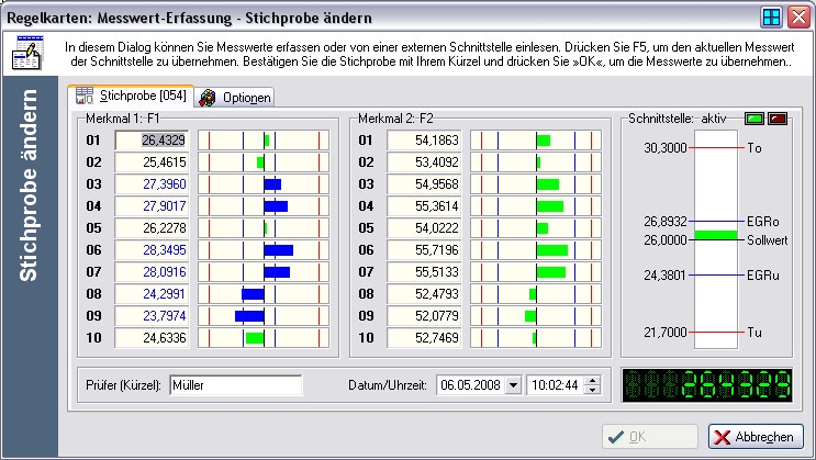 Regelkarten-Messwerterfassung